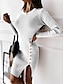זול שמלות סרוגות-בגדי ריקוד נשים שמלת סוודר שמלת סרוגה שמלת מגשר שמלת מידי סריגים חם יומי צבע אחיד בָּחוּץ קזו&#039;אל חופשה ליציאה צווארון עגול קצר שרוול ארוך לַחְצָן 2023 רגיל שחור לבן חאקי S M L XL XXL 3XL