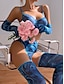 baratos Lingerie Sexy-Mulheres Lingerie Sensual Conjuntos 5 Peças Cor imaculada Amantes quente Casa De Cama Encontro Poliéster Respirável Correias Sem Manga Frente Única Verão Primavera Preto Azul