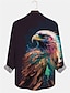 cheap Men&#039;s Graphic Shirts-Eagle Vintage Casual Men&#039;s Shirt Outdoor Street Casual Daily Fall &amp; Winter Turndown Long Sleeve Dark Navy S M L Shirt
