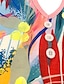 halpa Kuvioidut mekot-Naisten Toppimekko Kukka Painettu nappi Painettu Halkaistu kaula Mini mekko Päivittäin Deitti Hihaton Kesä Kevät