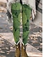 levne Legíny-Dámské Legíny Polyester S lístky průhledná zelená Černozelená Módní Přírodní Plná délka Denní Dovolená Celý rok