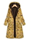 cheap Sherpa Jackets-Women&#039;s Fleece Teddy Coat Winter Parka with Hood Fall Flower Print Zipper Casual Jacket Windproof Warm Coat with Pocket Fashion Modern Outerwear Long Sleeve