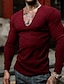 ieftine Tricouri casual pentru bărbați-Bărbați Tricou Tee Top Tricou cu maneca lunga Simplu Pit Strip În V Stradă Vacanță Manșon Lung Îmbrăcăminte Modă Designer De Bază
