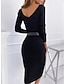 זול שמלות סרוגות-בגדי ריקוד נשים שמלת סוודר שמלת סרוגה שמלת מגשר שמלת מידי סריגים חם אופנתי צבע אחיד בָּחוּץ קזו&#039;אל יומי ליציאה צווארון V שרוול ארוך 2023 רגיל שחור לבן חאקי S M L XL XXL