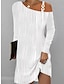 halpa yksinkertaiset mekot-Naisten Valkoinen mekko Mini mekko Kylmä olkapää Työ Päivittäin Deitti Aktiivinen Muoti Yksiolkaiminen Pitkähihainen Valkoinen Väri