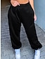 economico Joggers da donna-Per donna Pantaloni della tuta Pareggiatore Tasche Vita alta Lunghezza intera Sezione sottile nera Autunno