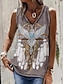 cheap Tank Tops &amp; Camis-Women&#039;s Tank Top Owl Tribal Print Daily Weekend Vintage Ethnic Sleeveless Sleeveless Round Neck Brown