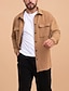preiswerte Flanellhemden-Herren Waffelhemd Waffel-Henley-Hemd Hemdjacke Overshirt Einfach Outdoor Alltagskleidung Schwarz Weiß Braun Langarm Revers Herbst Winter Bekleidung Tasche