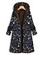 cheap Sherpa Jackets-Women&#039;s Fleece Teddy Coat Winter Parka with Hood Fall Flower Print Zipper Casual Jacket Windproof Warm Coat with Pocket Fashion Modern Outerwear Long Sleeve