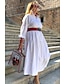 Χαμηλού Κόστους απλά φορέματα-Γυναικεία Λευκό φόρεμα Φόρεμα πουκαμίσα Καθημερινό φόρεμα Μακρύ φόρεμα ΕΞΩΤΕΡΙΚΟΥ ΧΩΡΟΥ Καθημερινά Πολυεστέρας Μοντέρνα Καθημερινό Κολάρο Πουκαμίσου Με Κορδόνια Κουμπί Μακρυμάνικο