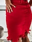 cheap Plain Skirts-Women&#039;s Skirt Bodycon Denim Midi Skirt Mini High Waist Skirts Tassel Fringe Pocket Ripped Solid Colored Street Date Spring &amp; Summer Denim Fashion Casual Black White Red