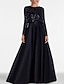 Χαμηλού Κόστους Βραδινά Φορέματα-Γραμμή Α Βραδινά φορέματα Κομψό Φόρεμα Επίσημο Μαύρη γραβάτα Μακρύ Μακρυμάνικο Ώμοι Έξω Φθινοπωρινός καλεσμένος γάμου Σατέν με Φόρεμα Τσέπη 2024