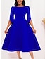 cheap Party Dresses-Women&#039;s Prom Dress Party Dress Ruched Patchwork Crew Neck Half Sleeve Midi Dress Vacation Royal Blue Purple Winter