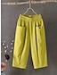 cheap Women&#039;s Shorts-Women&#039;s Shorts Slacks Cotton Pocket High Waist Calf-Length Black Summer
