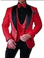 cheap Suits-Black Burgundy Blue Men&#039;s Prom Suits Wedding Party Prom Tuxedos 3 Piece Plus Size Gothic Outfit Shawl Collar Printing Standard Fit Single Breasted One-button 2024