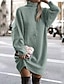billige Sweaterkjoler-dame sweater kjole vinterkjole grøn kaki lys grå lyseblå langærmet ren farve strik vinter efterår rullekrave basic casual pasform 2022 s m l xl xxl 3xl 4xl
