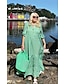 olcso Mintás ruhák-női hosszú ruha maxi ruha zöld 3/4 hosszú ujjú geometrikus patchwork ősz ősz v nyak bő fazon 2023 s m l xl