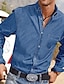 זול חולצות ג&#039;ינס לגברים-בגדי ריקוד גברים חולצה חולצה עם כפתורים חולצה קז&#039;ואל חולצת ג&#039;ינס כחול כהה כחול בהיר שרוול ארוך אחיד צווארון מתקפל יומי חופשה כיס קדמי ביגוד ג&#039;ינס מסוגנן קלסי ונצחי יום יומי