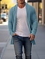 cheap Men&#039;s Cardigan Sweater-Men&#039;s Cardigan Sweater Fall Sweater Ribbed Regular Plain Shawl Collar Warm Ups Modern Contemporary Daily Wear Going out Clothing Apparel Fall &amp; Winter Blue Sky Blue M L XL