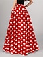 cheap Maxi Skirts-Women&#039;s Skirt A Line Swing Long Skirt Maxi High Waist Skirts Pocket Print Polka Dot Street Vacation Winter Polyester Elegant Fashion Black Red Dark Blue