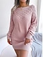 cheap Knitted Dresses-Women&#039;s Sweater Dress Crew Neck Ribbed Knit Acrylic Patchwork Fall Winter Long Daily Going out Weekend Stylish Casual Soft Long Sleeve Solid Color White Pink Blue S M L