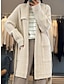 cheap Cardigans-Women&#039;s Cardigan Sweater Jumper Cable Knit Long Lace up Button Solid Color Shirt Collar Stylish Casual Outdoor Holiday Fall Winter Beige S M L