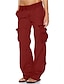 Χαμηλού Κόστους γυναικείο παντελόνι cargo-Γυναικεία Παντελόνια με τσέπες Πλατύ Πόδι Τσέπη Μεσαία Μέση Πλήρες μήκος Κρασί Χειμώνας