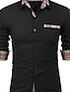 billige skjorte med knapper til mænd-Herre Skjorte Button Up skjorte Casual skjorte Sort Hvid Lyserød Navyblå Langærmet Farveblok Knaphul Daglig Ferierejse Frontlomme Tøj Mode Afslappet Bekvem