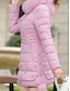 cheap Women&#039;s Puffer&amp;Parka-Women&#039;s Parka Long Puffer Jacket with Fur Collar Hood Winter Coat Windproof Warm Casual Jacket Long Sleeve Plain with Pockets Full Zip Black Pink Red