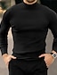 cheap Men&#039;s Pullover Sweater-Men&#039;s Sweater Turtleneck Sweater Pullover Jumper Ribbed Knit Cropped Knitted Plain Turtleneck Fashion Keep Warm Daily Wear Vacation Clothing Apparel Fall &amp; Winter Black Blue S M L