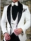 cheap Suits-Black Burgundy Blue Men&#039;s Prom Suits Wedding Party Prom Tuxedos 3 Piece Plus Size Gothic Outfit Shawl Collar Printing Standard Fit Single Breasted One-button 2024