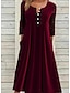 cheap Plain Dresses-Women‘s Velvet Dress Red Midi Dress Midi Dress Red Half Sleeve Pure Color Velvet Fall Winter Crew Neck Modern 2023 S M L XL 2XL 3XL