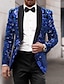 baratos Blazer e Jaqueta-Blazer de lantejoulas para festa masculina, jaqueta brilhante, smoking, dourado, preto, roupa gótica, peito único, um botão, 2024