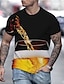 voordelige 3D-T-shirt voor heren-Voor heren Overhemd T-shirt Grafisch 3D Bier Ronde hals Donker Grijs A B C D Grote maten Uitgaan Weekend Korte mouw Kleding Basic