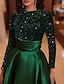 halpa Cocktailmekot-a-line cocktailmekot kimalteleva mekko punainen vihreä mekko häävieras epäsymmetrinen pitkähihainen jalokivikaula satiini paljeteilla 2024