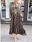 abordables Robes à motifs-Femme Cachemire Imprimer Col V robe longue Rétro Vintage Ethnique du quotidien manche longue Automne Hiver