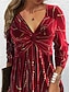 cheap Party Dresses-Women&#039;s Velvet Dress Party Dress Cocktail Dress Velvet Ruched V Neck Long Sleeve Mini Dress Christmas Elegant Wine Spring Winter