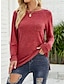 abordables Camisetas de mujer-Mujer Camiseta Plano Bolsillo Diario Fin de semana Moda Manga Larga Escote Redondo Negro Primavera &amp; Otoño