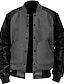 cheap Men&#039;s Jackets &amp; Coats-Men&#039;s Bomber Jacket Varsity Jacket Outdoor Daily Wear Leather Sleeved Spring &amp;  Fall Plain Fashion Streetwear Stand Collar Short Black White Light Grey Dark Gray Jacket