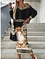 Χαμηλού Κόστους Εκτύπωση σετ φορεμάτων-Γυναικεία Σετ φορέματος δύο τεμαχίων Καθημερινό φόρεμα Σετ φούστας Φόρεμα σε ευθεία γραμμή ΕΞΩΤΕΡΙΚΟΥ ΧΩΡΟΥ Καθημερινά Μοντέρνα Κομψό στυλ street Στάμπα Μίντι φόρεμα Λαιμόκοψη V Μακρυμάνικο