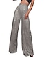 abordables pantalones de fiesta para mujer-Mujer Perneras anchas Pantalones Poliéster Lentejuelas Alta cintura Longitud total Granate Verano