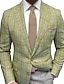 cheap Men&#039;s Blazers-Men&#039;s Blazer Business Formal Evening Wedding Party Fashion Casual Spring &amp;  Fall Polyester Plaid / Check Geometic Pocket Casual / Daily Single Breasted Blazer Yellow Red Purple Green