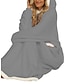 Χαμηλού Κόστους Γυναικείες ρόμπες-γυναικεία φορετή κουβέρτα με κουκούλα με κουκούλα κουβέρτα πιτζάμα σαλονάκια καθαρό χρώμα ζεστό βελούδινο casual σπίτι καθημερινό κρεβάτι φανέλα ζεστό αναπνέον με κουκούλα μακρυμάνικη τσέπη
