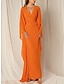 preiswerte Abendkleider-Eng anliegend Abendkleider Elegant Kleid Formal Herbst Knöchellänge Langarm V Ausschnitt Chiffon mit Gerafft Rüschen 2024