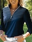 abordables Ropa de golf femenina-Mujer Camisas de polo Azul Manga Larga Protección Solar Camiseta Otoño Invierno Ropa de golf para damas Ropa Trajes Ropa Ropa
