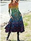Χαμηλού Κόστους Print Φορέματα-Γυναικεία Χειμερινό φόρεμα Φόρεμα σε γραμμή Α Ombre Φλοράλ Τσέπη Στάμπα Στρογγυλή Ψηλή Λαιμόκοψη Μίντι φόρεμα Βίντατζ Etnic Καθημερινά Διακοπές Μακρυμάνικο Φθινόπωρο Χειμώνας