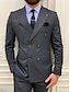 cheap Suits-Gray Men&#039;s Wedding Party Suits 2 Piece Striped Tailored Fit Single Breasted One-button 2023