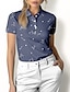 お買い得  女性のゴルフ服-女性用 ポロシャツ ブルー 半袖 日焼け防止 トップス レディース ゴルフウェア ウェア アウトフィット ウェア アパレル