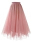 cheap Plain Skirts-Women&#039;s Skirt Swing Maxi High Waist Skirts Layered Tulle Solid Colored Street Daily Fall &amp; Winter Polyester Organza Elegant Fashion Dark Pink Black White Pink