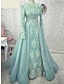 cheap Plus Size Mother of the Bride Dresses-A-Line Mother of the Bride Dress Formal Elegant Party Luxurious Jewel Neck Sweep / Brush Train Satin Lace Long Sleeve with Pleats Solid Color 2024